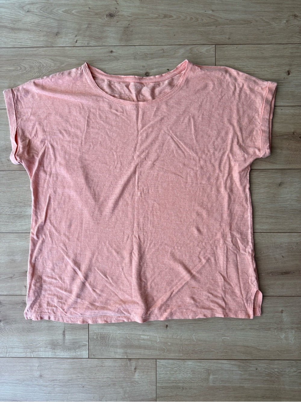 Eileen Fisher Peach Hemp Organic Cotton T Shirt M Boxy Relaxed Coastal Minimal
